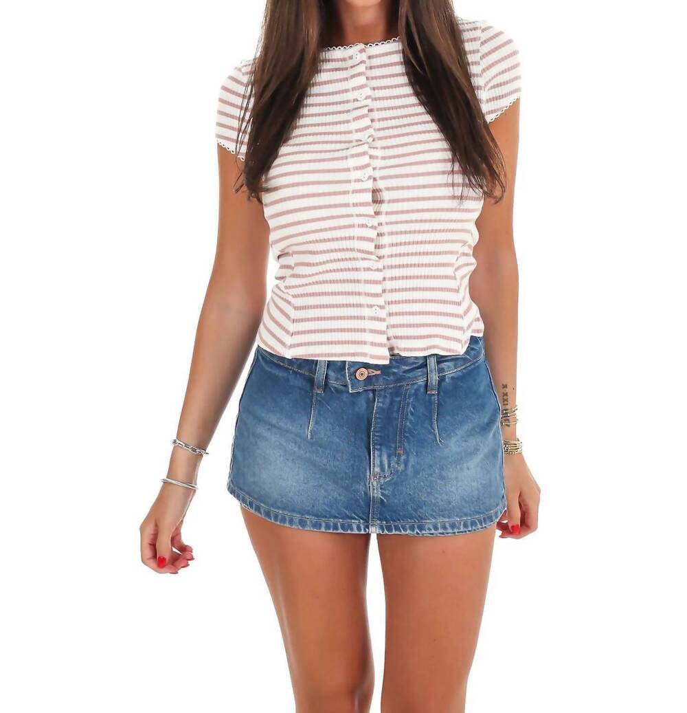 NEW FREE PEOPLE most wanted stripe cardigan in mauve & ivory